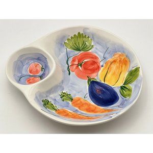 Ancora Chip & Dip 15 3/4" Large Platter Hand-Painted Mixed Veggies Made in Italy